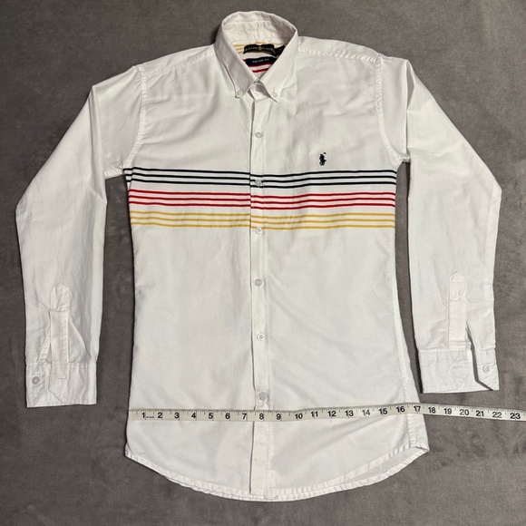 Ralph Lauren Long Sleeve Button-Down Shirt Men's Medium White Multicolor Stripes - Picture 1 of 6